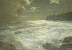 A Coastal View With a Lighthouse by Albert Julius Olsson