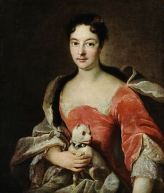 A Lady of the d'Hervart Family with a Dog on her Lap by Johann Rudolf Huber