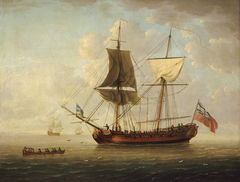 A Naval Brigantine in a Calm Sea by John Cleveley the Elder