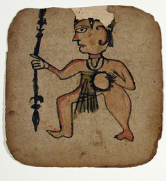 A nude warrior with a lance in two sections by Anonymous