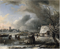 A River Scene in Winter by Jan van de Cappelle