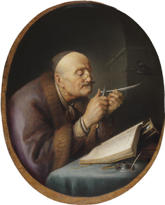 A Scholar Sharpening his Quill by Gerrit Dou