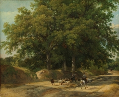 A Shepherd and a Rider on a Country Lane by Auguste-Xavier Leprince