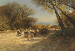 After the field work. Return from the harvest in Italy. by Albert Flamm