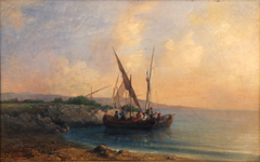 Bateau de pêche sur le littoral toulonnais. by Auguste Aiguier