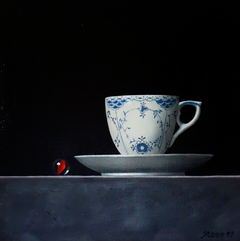 Bluepainted cup 30x30cm by Erling Steen