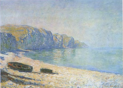 Boats on the Beach at Pourville, Low Tide by Claude Monet