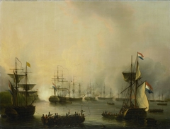 Bombardment of Palembang, Sumatra, by the Dutch Fleet, 24 June 1821 by Martinus Schouman