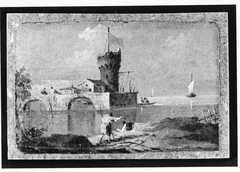 Capriccio with a Circular Tower, Two Houses, and a Bridge by Anonymous