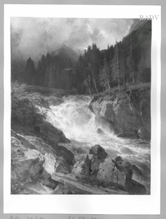 cascade in the Alps by Johann Gottfried Steffan