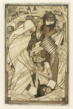 De hulpverlening tijdens de watersnood van 1926, symbolisch voorgesteld by Jan Toorop