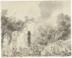 Een feestdag in de stad by Jean-Honoré Fragonard