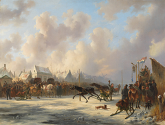 Een harddraverij te Zaandam by Wouterus Verschuur