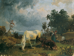 Ein Schimmel auf der Heide by Friedrich Gauermann