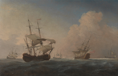 English Warships Heeling in the Breeze Offshore by Willem van de Velde the Younger