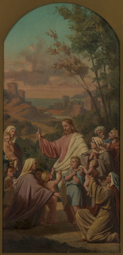 Esquisse pour l'église Saint-Louis-en-l'Ile : Laissez venir à moi les petits enfants. by Émile Vernet-Lecomte