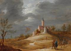 Figures in a landscape with a castle beyond by David Teniers the Younger