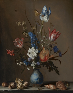 Flowers in a Wan-Li Vase, with Shells by Balthasar van der Ast