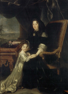 Françoise Charlotte d'Aubigné with her aunt Madame de Maintenon. by Louis Ferdinand Elle the Younger