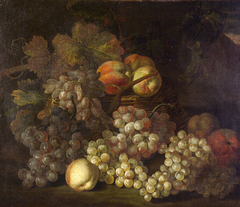 Fruit in a Wicker Basket: Grapes and Peaches by Jakob Bogdani