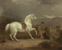 Grey Shooting Pony, Probably the Property of Johnston King, with a Groom by Thomas Woodward