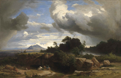 Heranziehendes Gewitter in der römischen Campagna by Johann Wilhelm Schirmer