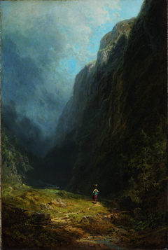 In the Alpine High Valley (Landscape with Mt. Wendelstein) by Carl Spitzweg