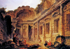 Interior of the Temple of Diana in Nîmes by Hubert Robert