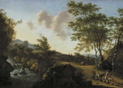 Italianate Landscape with Waterfall by Willem de Heusch