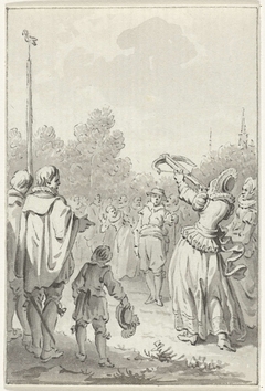 Jacoba van Beieren schiet te Goes naar de papegaai, ca. 1430 by Jacobus Buys