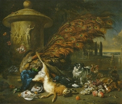 Jagdbeutestillleben mit Pfau by Jan Weenix