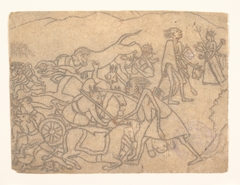 Kali Presenting the Heads of Chanda and Munda to Durga: Scene from the Devi Mahatmya (Glory of the Goddess) by anonymous painter