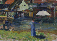 Kallmünz – Gabriele Münter beim Malen I by Wassily Kandinsky