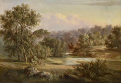 Landscape with Bridge by Henry W. Waugh