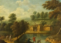 Landscape with Fishing Scene by Anglo-Netherlandish School