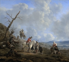 Landscape with Riders, Hunters and Peasants by Johannes Lingelbach