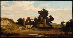 Landscape with Sheep and Old Well by Elihu Vedder