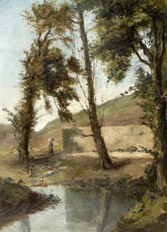 Landscape with stream by Alfredo Keil