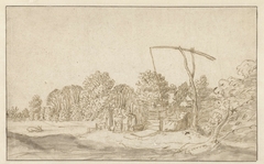 Landschap met een waterput by Jan van de Velde II