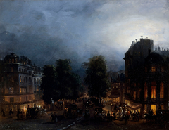 Le boulevard des Italiens de nuit, vers 1835 by Domenico Ferri