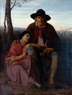 Le violoniste aveugle et sa fille by François-Alfred Delobbe