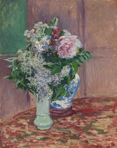 Lilacs and Peonies in Two Vases by Gustave Caillebotte