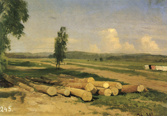 Logs. The Village of Konstantinovka near Krasnoye Selo. Study by Ivan Shishkin