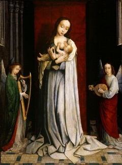 Madonna and Child with Two Music Making Angels by Gerard David