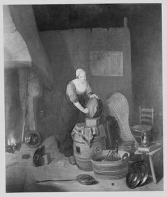 Maid Scouring a Kettle by Pieter van den Bosch