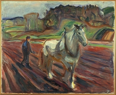 Man Ploughing with a White Horse by Edvard Munch