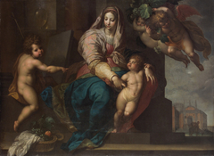 Maria mit Kind, Johannesknaben und Engeln by Jacob Adriaensz Backer