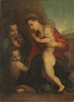 Mary with Child, John the Baptist, and Angels by Domenico Puligo