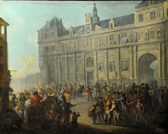 Massacre de Flesselles sur les marches de l'Hôtel de Ville, le 14 juillet 1789 by Jean-Baptiste Lallemand