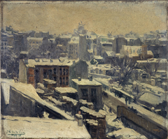 Montmartre sous la neige (emplacement du nouvel hippodrome) by Joseph Le Pan de Ligny